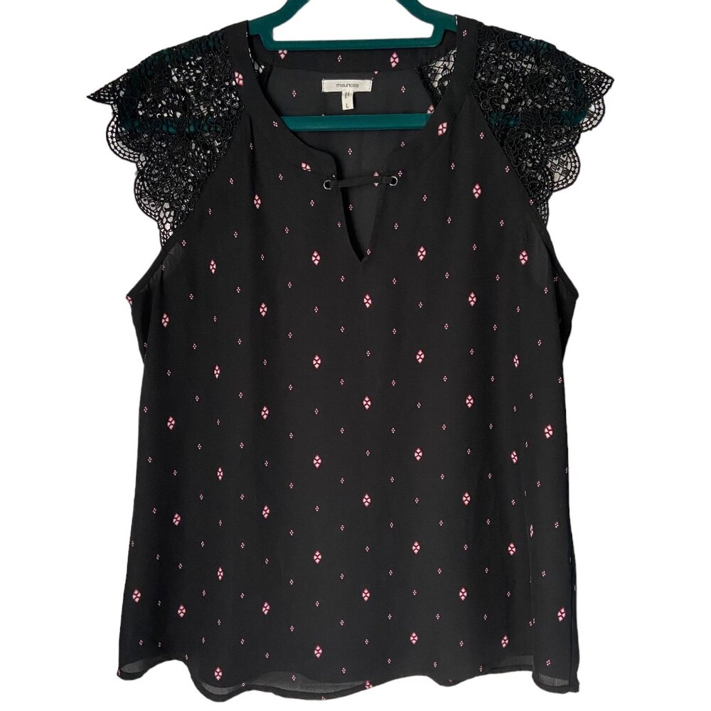 Maurices Women's Black Patterned Blouse Size Large